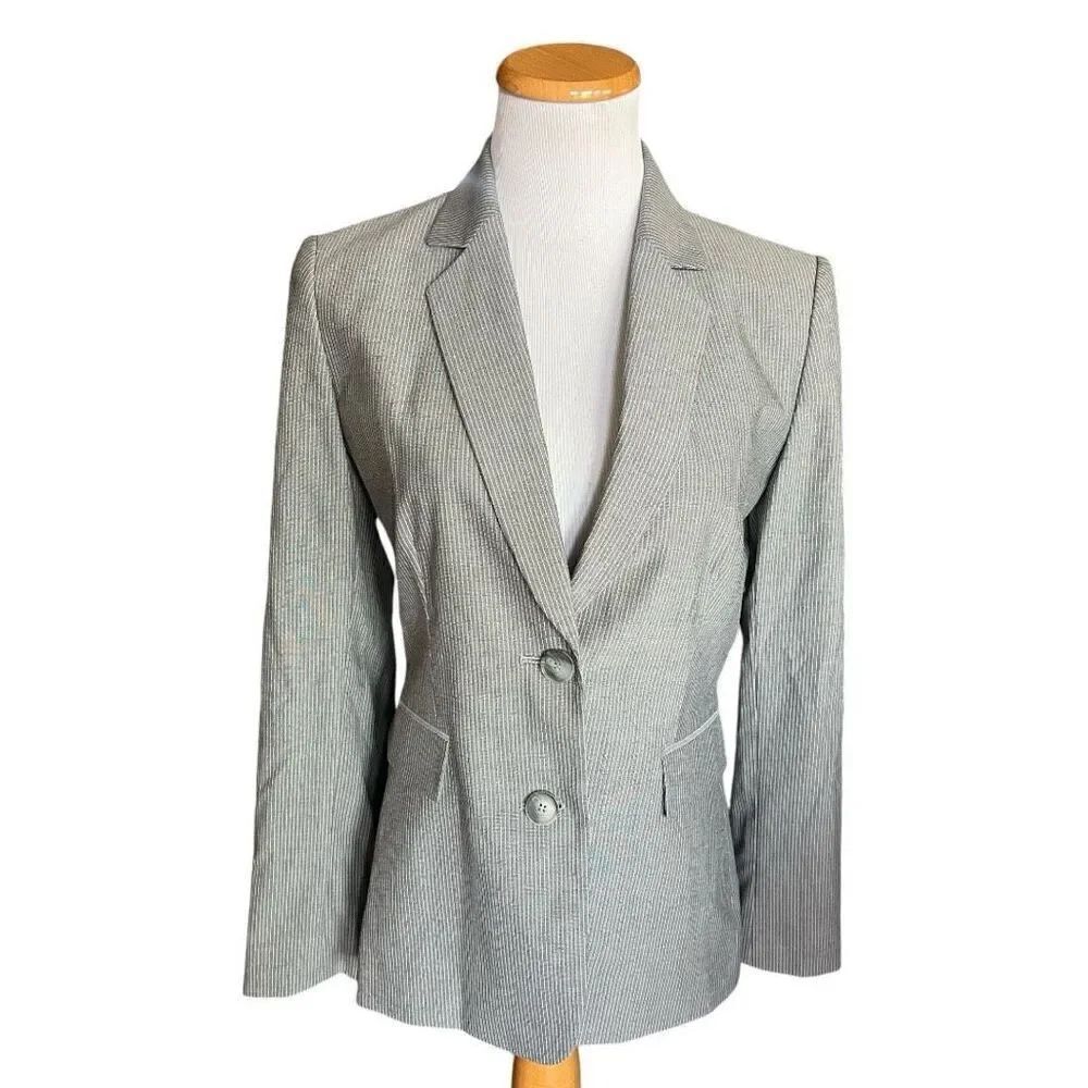 Womens Antonio Melani Slate Gray Pinstriped Chic CareerโWork Blazer Jacket Sz 4